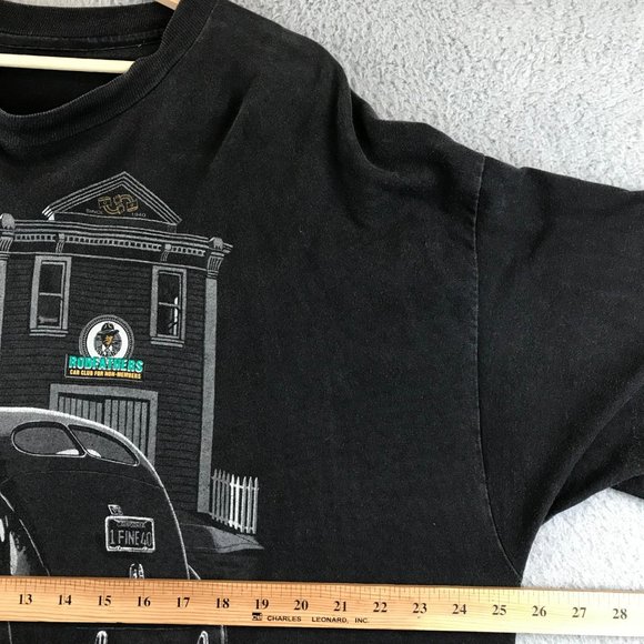 Vintage 90s Rodfathers T Shirt Ford Deluxe Sedan Black  Single Stitch USA - Picture 5 of 6